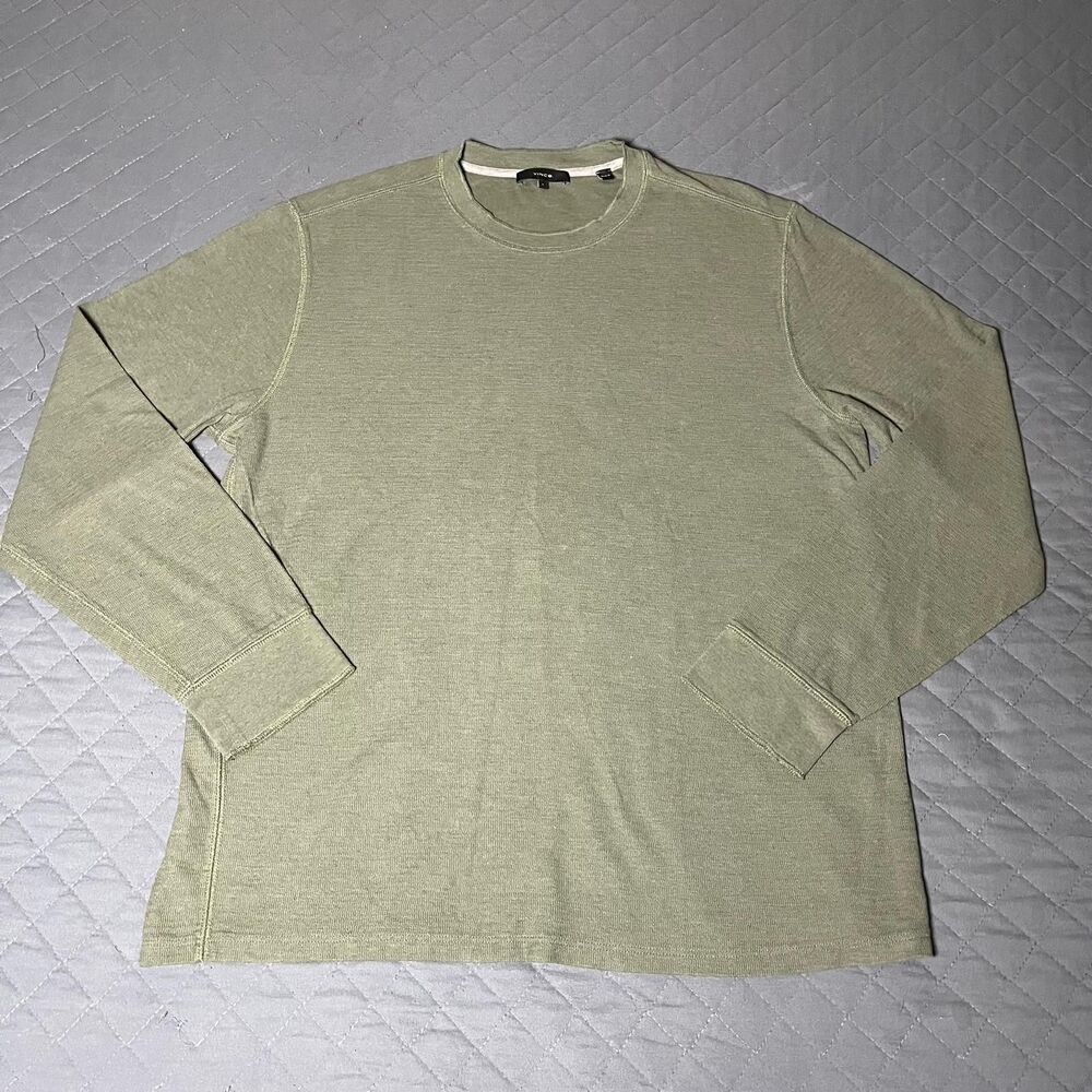 Vince Men’s‎ French Terry Sweatshirt Crew Neck, Olive Green - Size Large